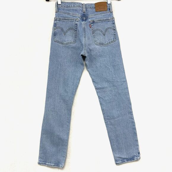 Levis Wedgie Straight Big E Jeans Womens 23 Mid-Rise Distressed Button-Fly Denim - Picture 6 of 16